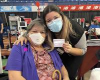 Lydia Nieto and her grandmother at the Armory.
